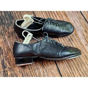 Leo's Ultratone Tap Shoes Black Lace Up Soft Leather Split Sole Mexico Womens 8M